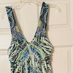 Women Ladies sz. LARGE  Floral Maxi Dress Cocktail Party  Summer Beach Sundress.